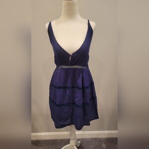 Zaful Cute boho Mini Flare Beach dress in Navy bluewith Adjustable Straps. Flowy